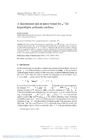 A Discriminant and an Upper Bound for W2 for Hyperelliptic Arithmetic Surfaces