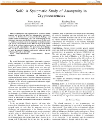 A Systematic Study of Anonymity in Cryptocurrencies