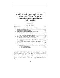 Child Sexual Abuse and the State: Applying Critical Outsider Methodologies to Legislative Policymaking