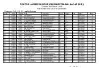 DOCTOR HARISINGH GOUR VISHWAVIDYALAYA, SAGAR (M.P.) Entrance Test Result - 2018 Roll Number Wise List of All Candidates Programme Code : P.G