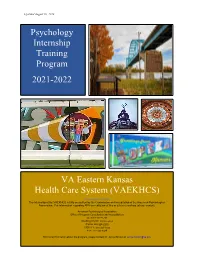 Psychology Internship Training Program 2021-2022 VA Eastern