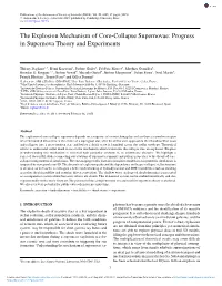 The Explosion Mechanism of Core-Collapse Supernovae: Progress in Supernova Theory and Experiments