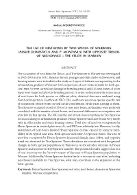 The Use of Nest-Boxes by Two Species of Sparrows (Passer Domesticus and P