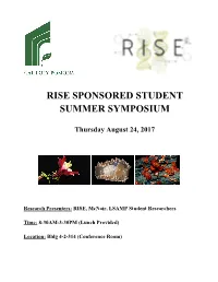 2017 RISE Symposium Abstract Book