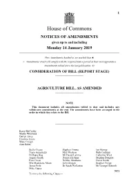 AMENDMENTS Given up to and Including Monday 14 January 2019