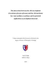 And the African Honey Bee (Apis Mellifera Scutellata) and Its Potential Application As an Elephant Deterrent