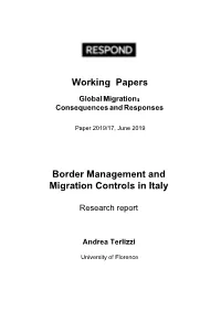 Border Management and Migration Controls in Italy Working Papers