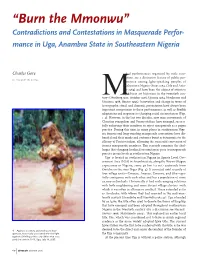“Burn the Mmonwu” Contradictions and Contestations in Masquerade Perfor- Mance in Uga, Anambra State in Southeastern Nigeria