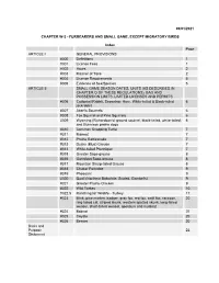 Chapter W-3 - Furbearers and Small Game, Except Migratory Birds