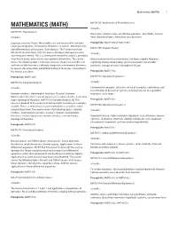 Mathematics (MATH) 1