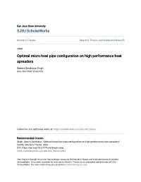 Optimal Micro Heat Pipe Configuration on High Performance Heat Spreaders