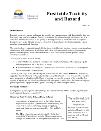 Toxicity and Hazard of Pesticides