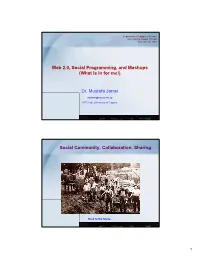 Tutorial on Web 2.0, Social Programming, and Mashups