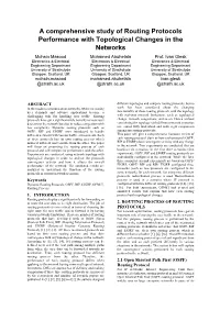 A Comprehensive Study of Routing Protocols Performance with Topological Changes in the Networks Mohsin Masood Mohamed Abuhelala Prof