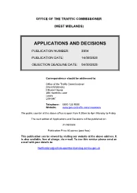 Applications and Decisions for the West Midlands