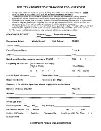 Bus Transportation Transfer Request Form
