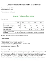Crop Profile for Proso Millet in Colorado