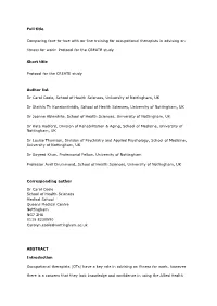 Full Title Comparing Face-To-Face with On-Line Training for Occupational