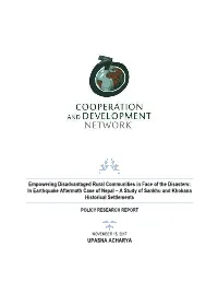 In Earthquake Aftermath Case of Nepal – a Study of Sankhu and Khokana Historical Settlements