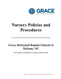 Nursery Policies and Procedures