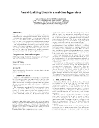 Paravirtualizing Linux in a Real-Time Hypervisor