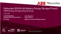 Presentation to SEPA Energy Storage WG – April 2020