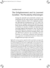 The Enlightenment and Its Learned Societies - the Peculiarity of Groningen