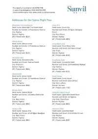Addresses for the Cyprus Flight Pass