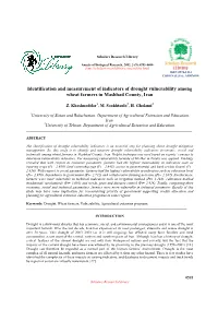 Identification and Measurement of Indicators of Drought Vulnerability Among Wheat Farmers in Mashhad County, Iran