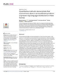 Quantitative Methods Demonstrate That Environment Alone Is an Insufficient Predictor of Present-Day Language Distributions in New Guinea