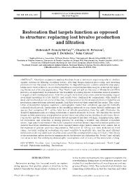 Replacing Lost Bivalve Production and Filtration