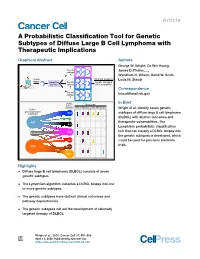 A Probabilistic Classification Tool for Genetic Subtypes of Diffuse Large