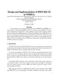 Design and Implementation of IEEE 802.11I in Wire1x