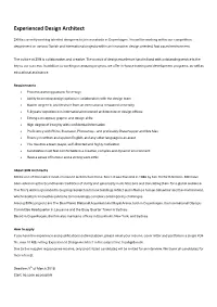 Experienced Design Architect