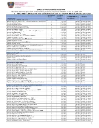 1 Office of the Academic Registrar 1. Fees Structure