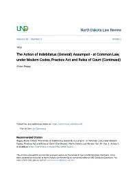 Assumpsit - at Common Law, Under Modern Codes, Practice Act and Rules of Court (Continued)