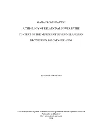 Mana from Heaven? a Theology of Relational Power in the Context Of
