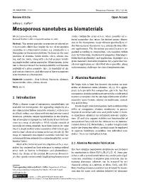 Mesoporous Nanotubes As Biomaterials