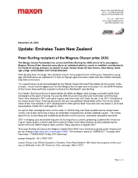 Peter Burling Recipient of the Magnus Olsson Prize 2020