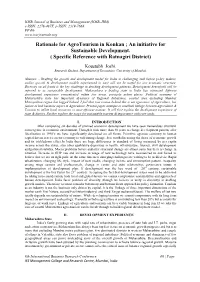 Rationale for Agrotourism in Konkan ; an Initiative for Sustainable Development