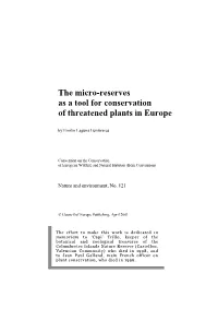 The Micro-Reserves As a Tool for Conservation of Threatened Plants in Europe