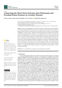 Comparing the Short-Term Outcome After Polytrauma and Proximal Femur Fracture in Geriatric Patients