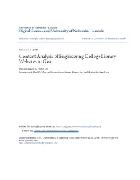 Content Analysis of Engineering College Library Websites in Goa Dr