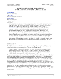 Expanding Academic Vocabulary with an Interactive On-Line Database
