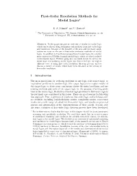First-Order Resolution Methods for Modal Logics*