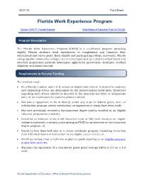 Florida Work Experience Program