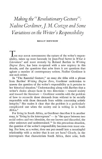 Making Theurevolutionary Gesture": Nadine Gordimer,]. M
