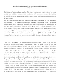 The Uncountability of Transcendental Numbers Zhuyu Ye