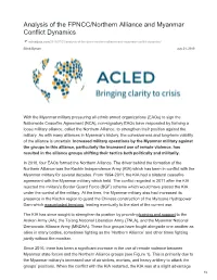Analysis of the FPNCC/Northern Alliance and Myanmar Conflict Dynamics