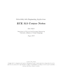 Notes for ECE 313, Probability with Engineering
